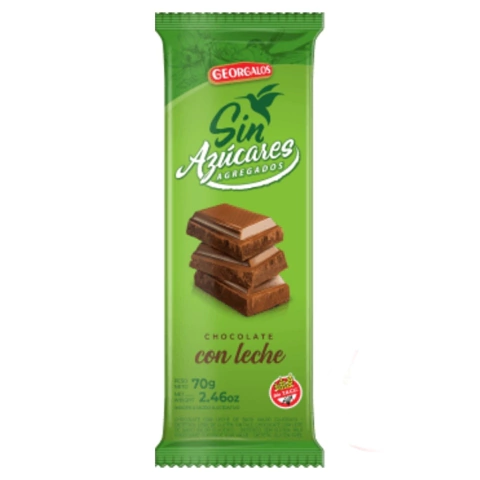 Chocolate Con Leche Sin Azucar Agregada - 70 Gr - Georgalos