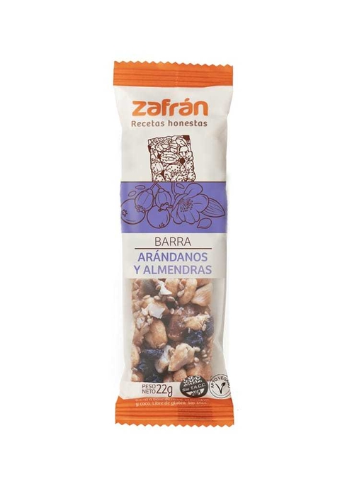 Barra De Cereales Con Arandanos Y Almendras - 22 Gr - Zafran