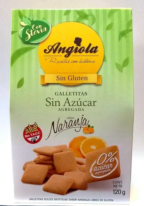 Galletitas Dulces sin azucar Sabor Naranja - 120Gr - Angiola