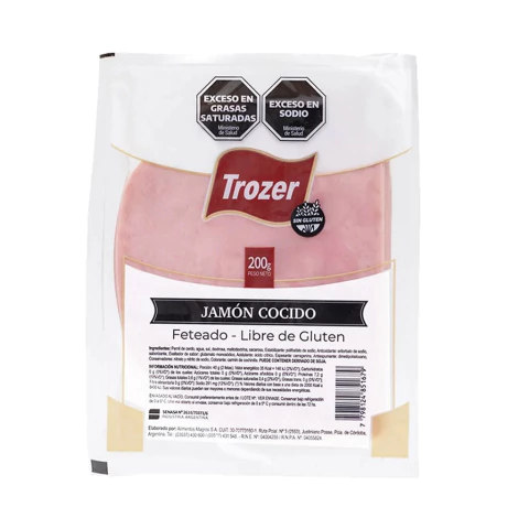 Jamon cocido feteado - 200gr - Trozer - comprar online