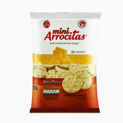 Mini Snacks De Arroz Integral Sabor Queso Romano 53Gr Arrocitas