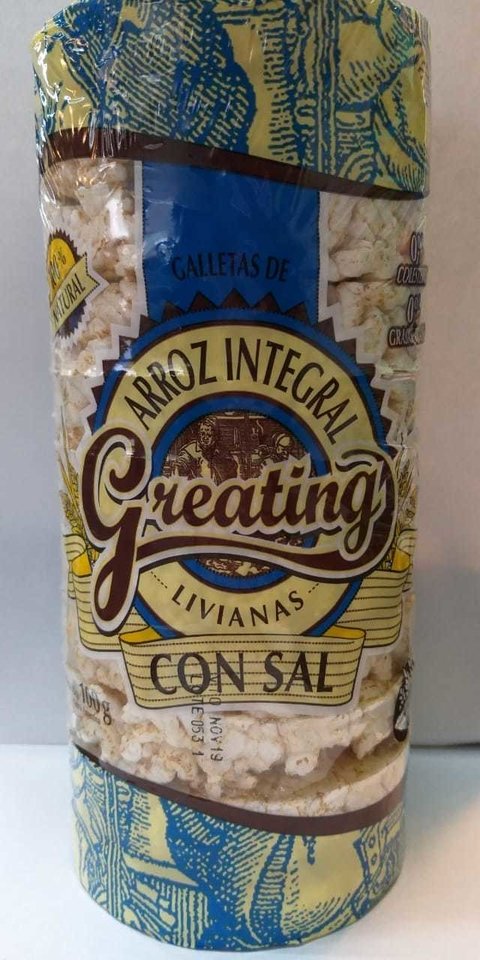 Galletas De Arroz Integral Livianas Con Sal 100Gr Greating