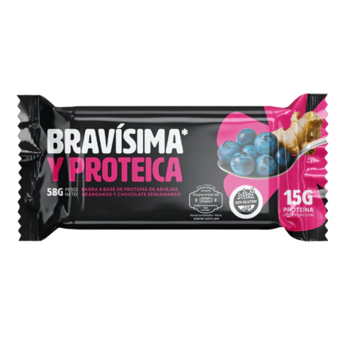 Barra proteica arandanos y chocolate semiamargo - 58 gr - Bravisima