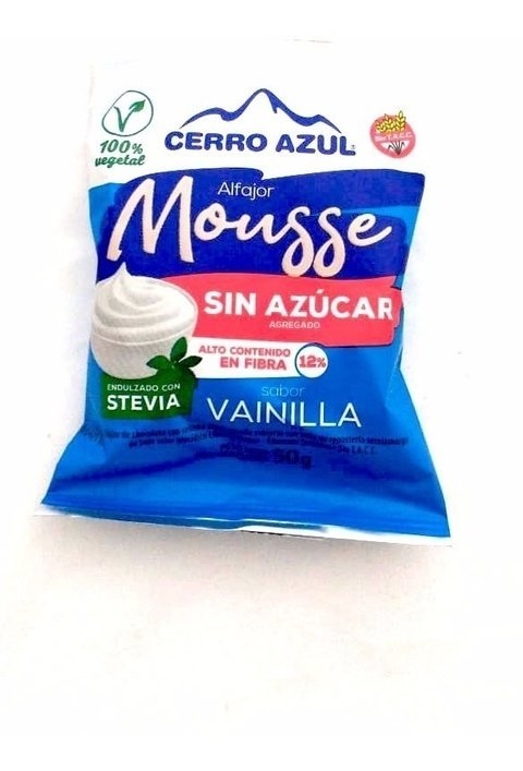 ALFAJOR MOUSSE VAINILLA SIN AZUCAR 50GR CERRO AZUL