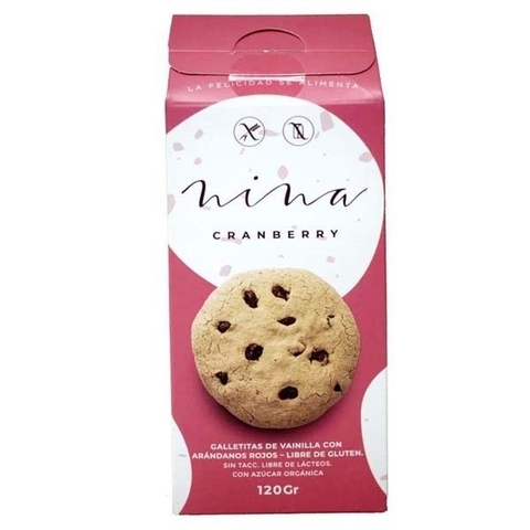 Galletitas de vainilla con chips de arandanos rojos - 120gr - Nina
