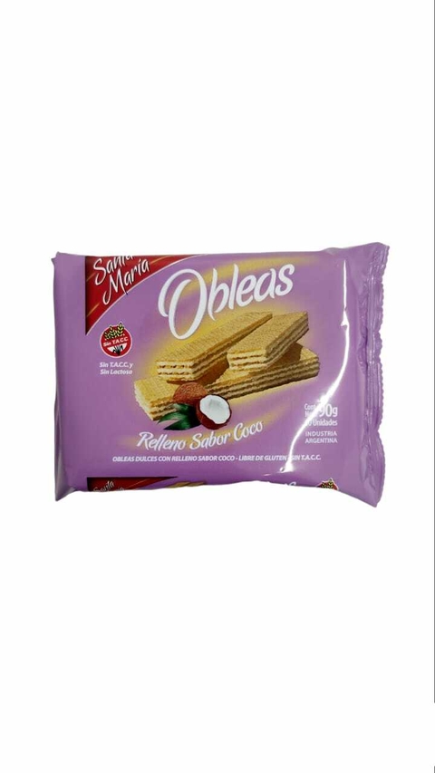 Obleas Rellenas Sabor Coco - 90 Gr - Santa Maria