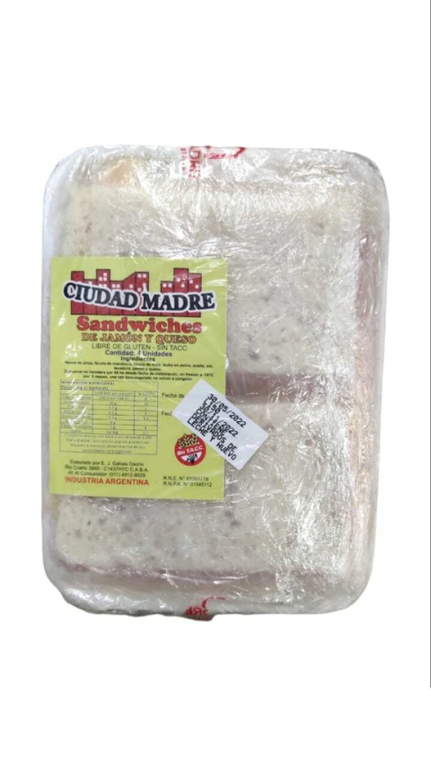 Sandwiches De miga Jamon Y Queso (congelado)- 400 Gr - Ciudad Madre