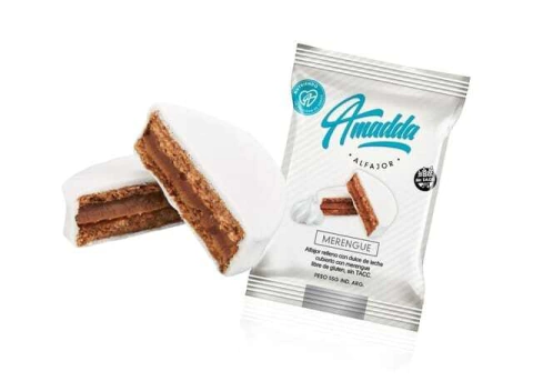 Alfajor Relleno Con Dulce De Leche Cubierto Con Merengue - 35 Gr - Amadda