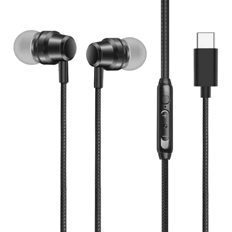 Audífonos con micrófono. Topo silicona entrada tipo C Ref. EB.500 Negro