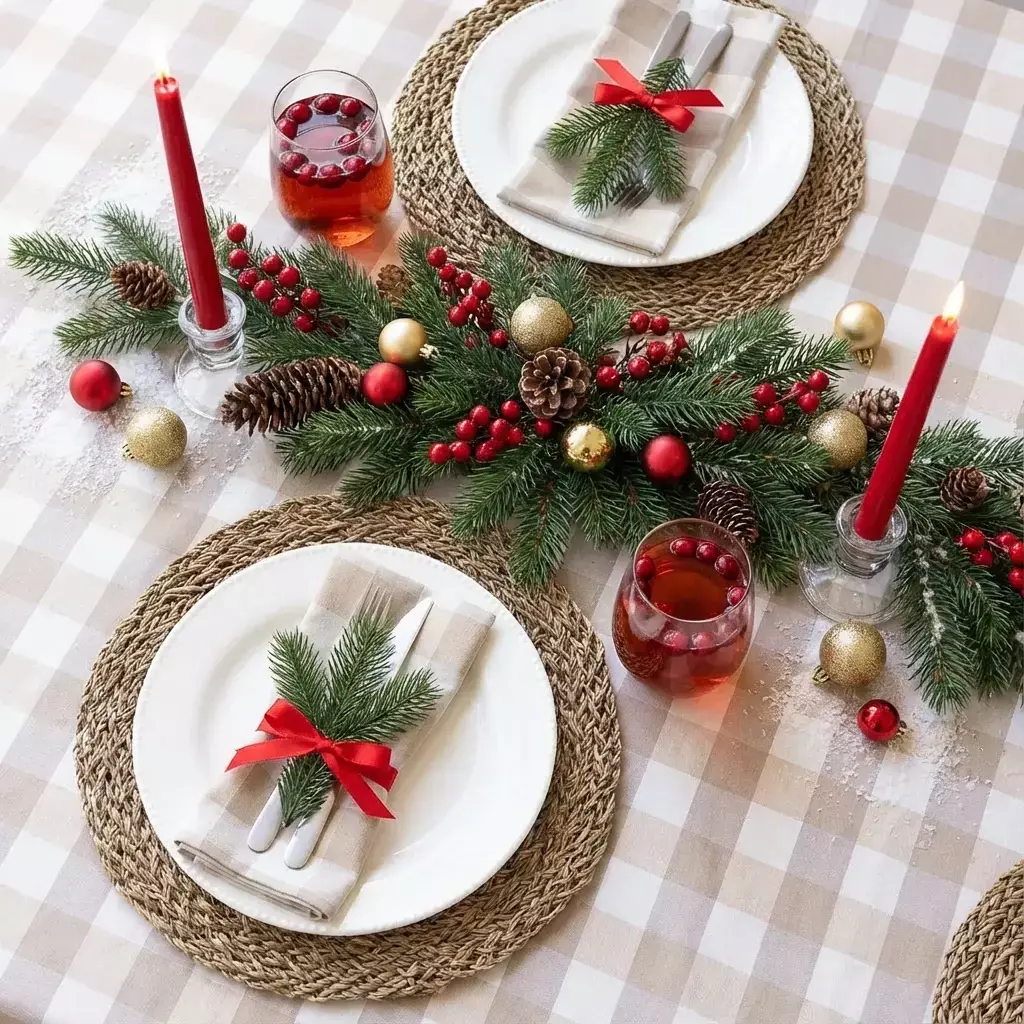 MANTEL CUADROS en tonos de beige