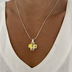 Dije Cristal Cruz cuadrada