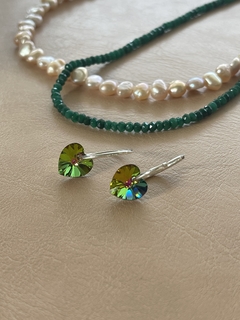Aros Cristal Argolla con Corazon - Diez y Diez Joyas