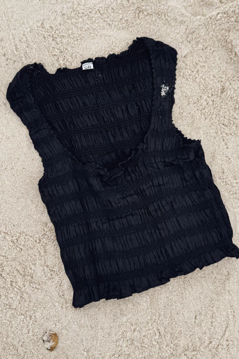 MUSCULOSA ELASTIZADA NEGRA - comprar online