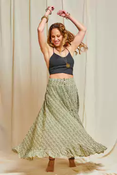 FALDA LARGA IXCHEL VERDE - comprar online