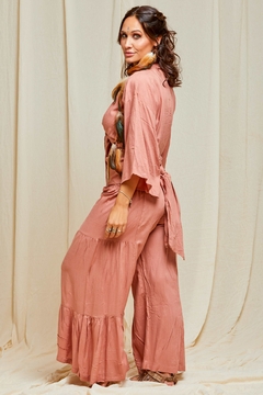 PANTALON PALAZO ZARA LISO ROSA en internet