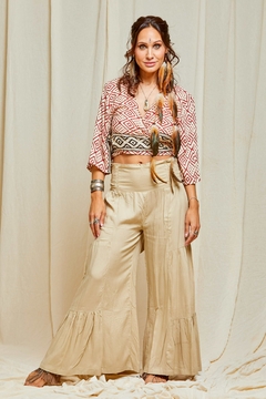 PANTALON PALAZO ZARA LISO BEIGE en internet