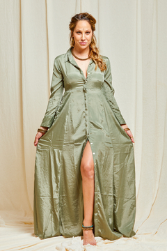 VESTIDO LARGO SHAKTI VERDE LISO - comprar online