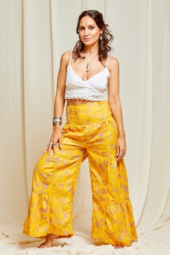 PANTALON PALAZO ZARA AMARILLO - comprar online