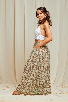 FALDA LARGA AINE VERDE FLORES - tienda online