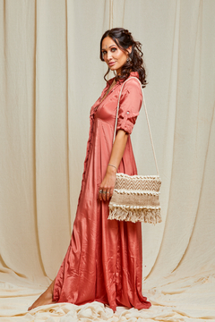 VESTIDO LARGO SHAKTI ROSA LISO - comprar online
