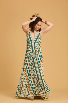 VESTIDO LARGO VENUS TRIBAL TURQUESA en internet