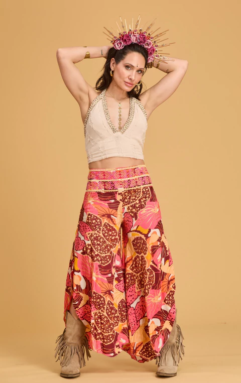 PANTALON VENUS BORDADO ROSA GOLD