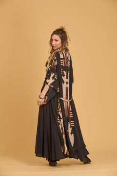 KIMONO KRISHNA LARGO TRIBAL NEGRO - tienda online