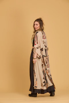 Imagen de KIMONO KRISHNA LARGO TRIBAL BEIGE