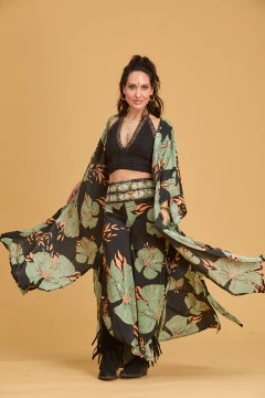 PANTALON VENUS BORDADO VERDE GOLD - Milega