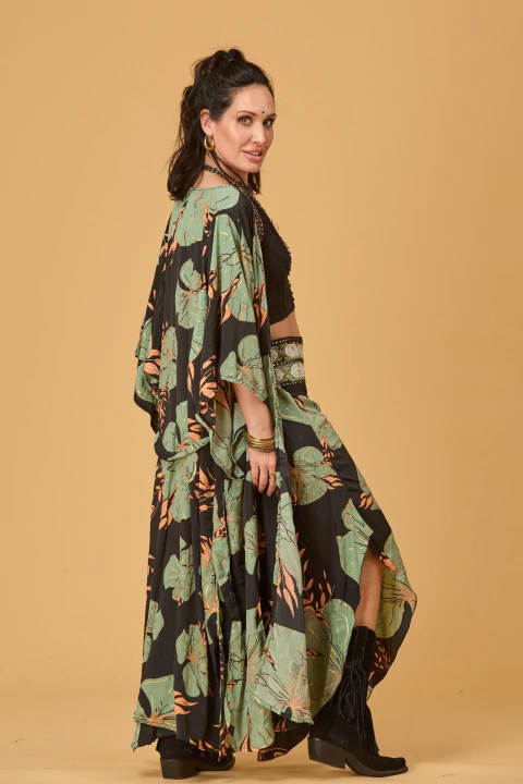 KIMONO VENUS LARGO VERDE GOLD - comprar online