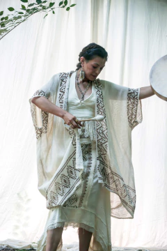 KIMONO BLOCK PRINT NATURAL - Milega