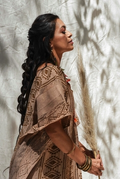 TUNICA LARGA BLOCK PRINT TOSTADA - tienda online