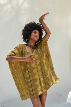 TUNICA CORTA BLOCK PRINT OLIVA - comprar online