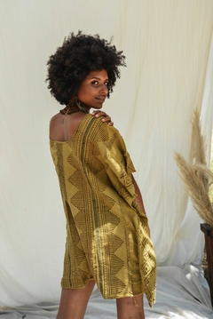 TUNICA CORTA BLOCK PRINT OLIVA - Milega