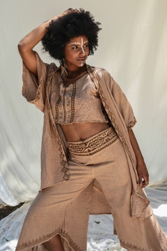 KIMONO BLOCK PRINT TOSTADO - Milega