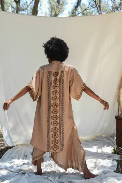 KIMONO BLOCK PRINT TOSTADO - comprar online