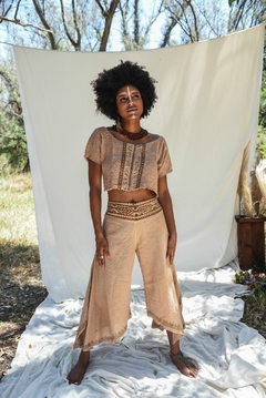 PANTALON BLOCK PRINT TOSTADO - tienda online