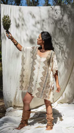 TUNICA CORTA BLOCK PRINT NATURAL en internet