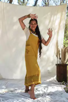 MONO LARGO BLOCK PRINT MOSTAZA - comprar online