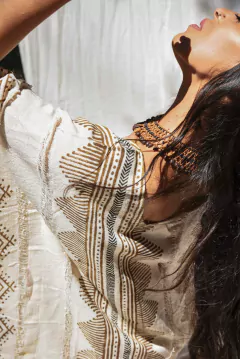 TUNICA CORTA BLOCK PRINT NATURAL - tienda online