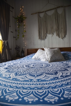 Cover White Mandala Lunar 2 plazas azul