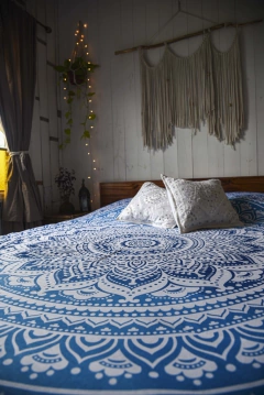 Cover White Mandala Lunar 2 plazas azul