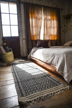 Alfombra Yute y Algodón Rombos negra - comprar online