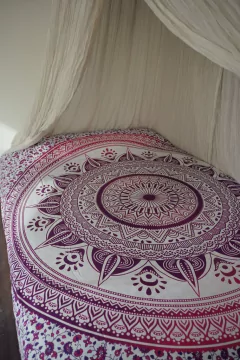 Covers white mandalas flor 2 plazas fucsia - comprar online