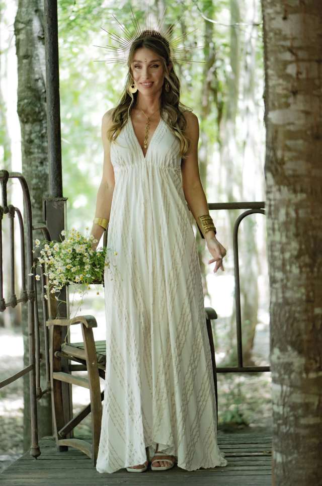 VESTIDO LARGO VENUS BLANCO — imagen 3