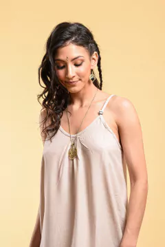 Vestido corto Artemisa Beige - comprar online