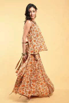 Falda Larga Artemisa floreada - comprar online