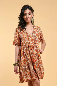 Vestido corto Brigit Naranja - comprar online