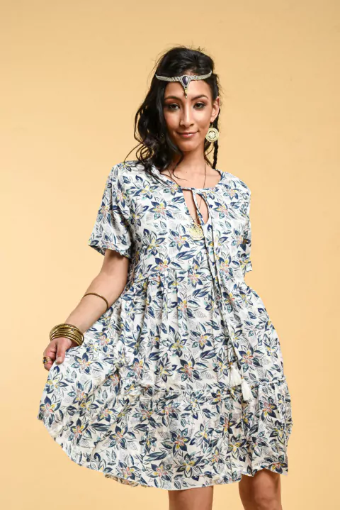 Vestido Corto Brigit blanco/azul