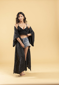 Kimono Largo Krishna Gold Negro - tienda online